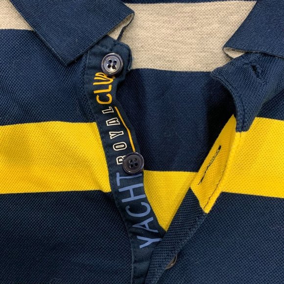 𝅺PAUL & Shark Yachting Men's Medium Polo Shirt Blue Navy Yellow Made in Italy - Picture 4 of 6